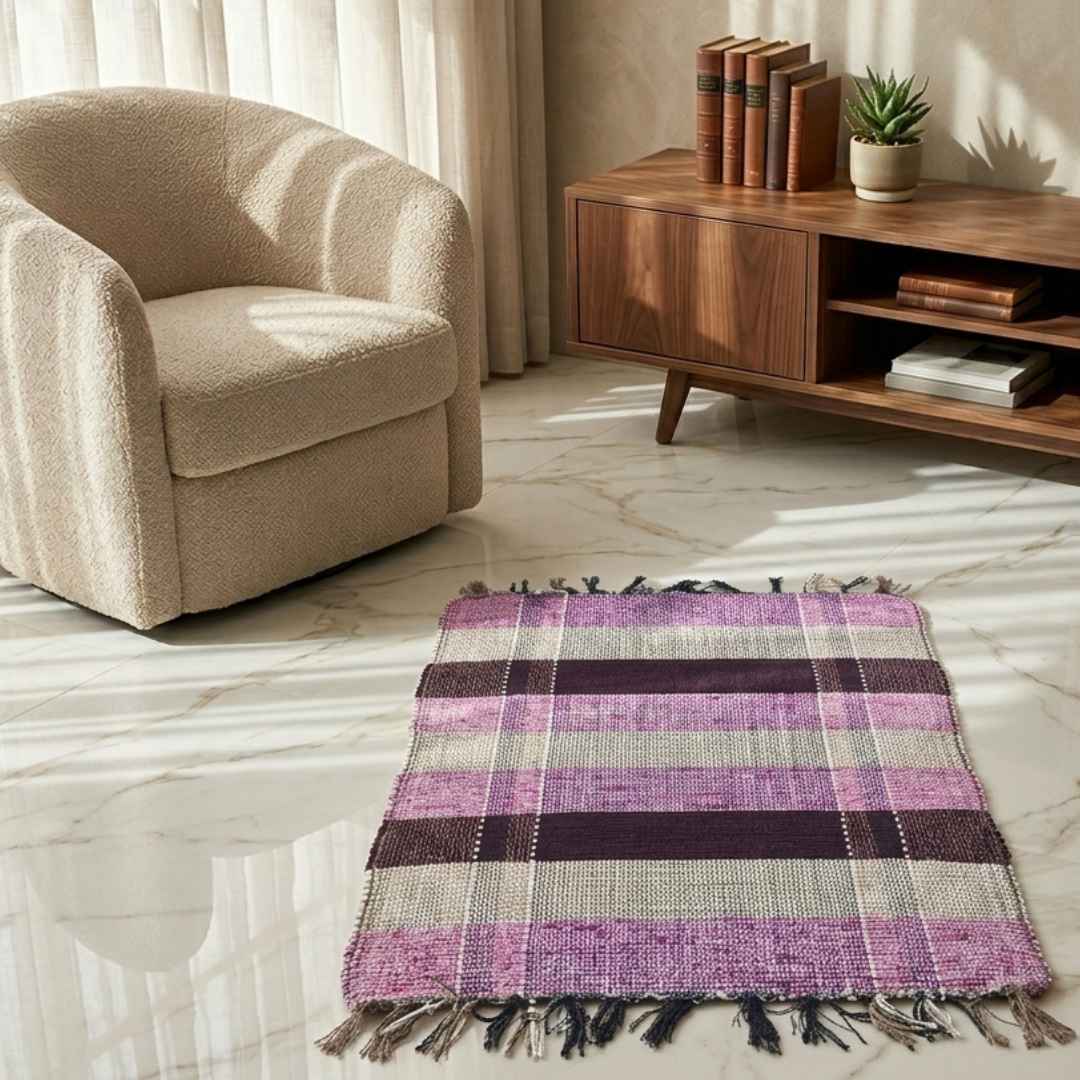 Tapete Artesanal Xadrez Mini 40x60 cm – kIT 6 unidades (Cores Sortidas)