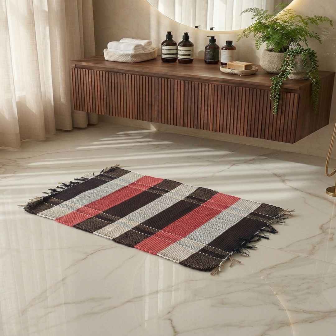Tapete Artesanal Xadrez Mini 40x60 cm – kIT 6 unidades (Cores Sortidas)
