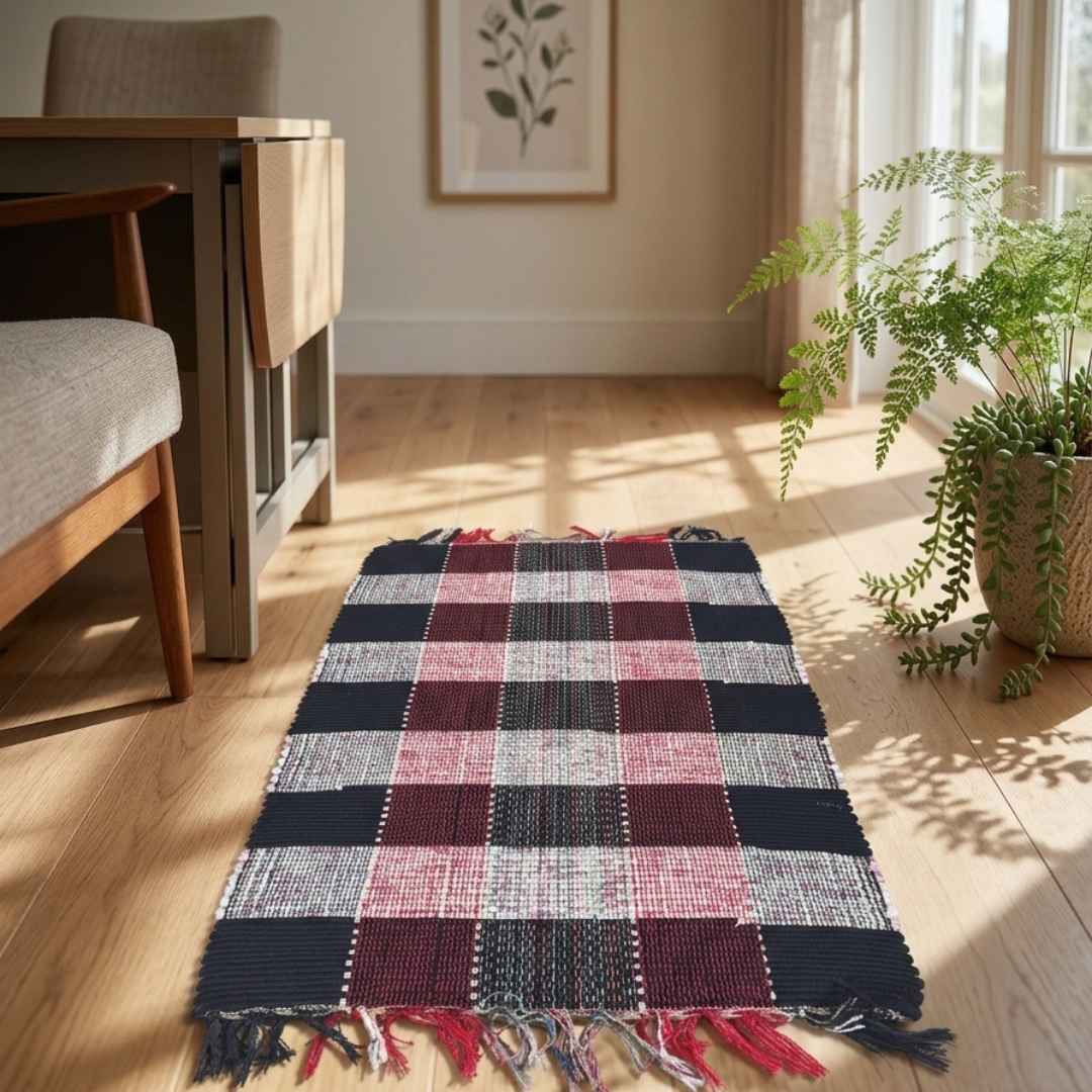 Tapete Artesanal Xadrez Mini 40x60 cm – kIT 6 unidades (Cores Sortidas)