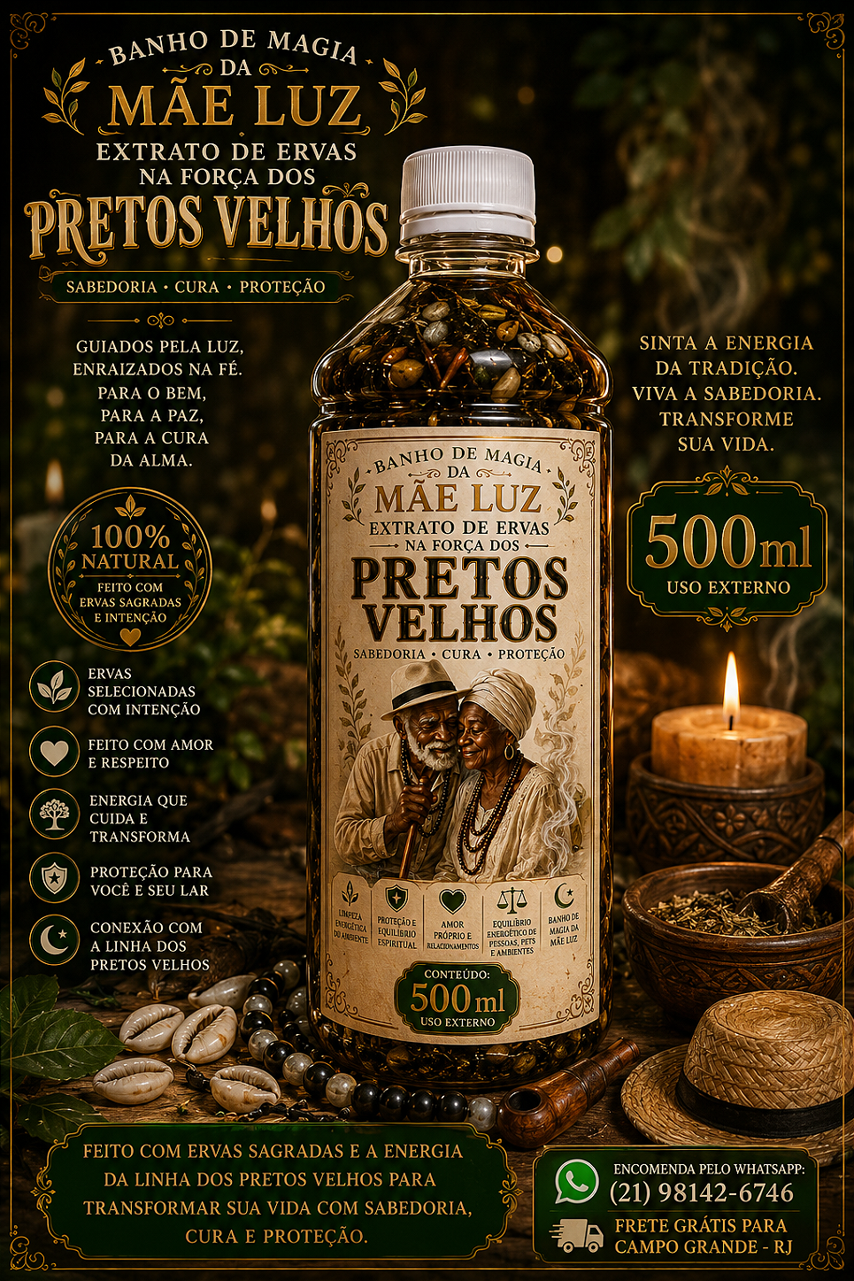 Extrato de Ervas Ritualístico Abraço Ancestral Pretos Velhos
