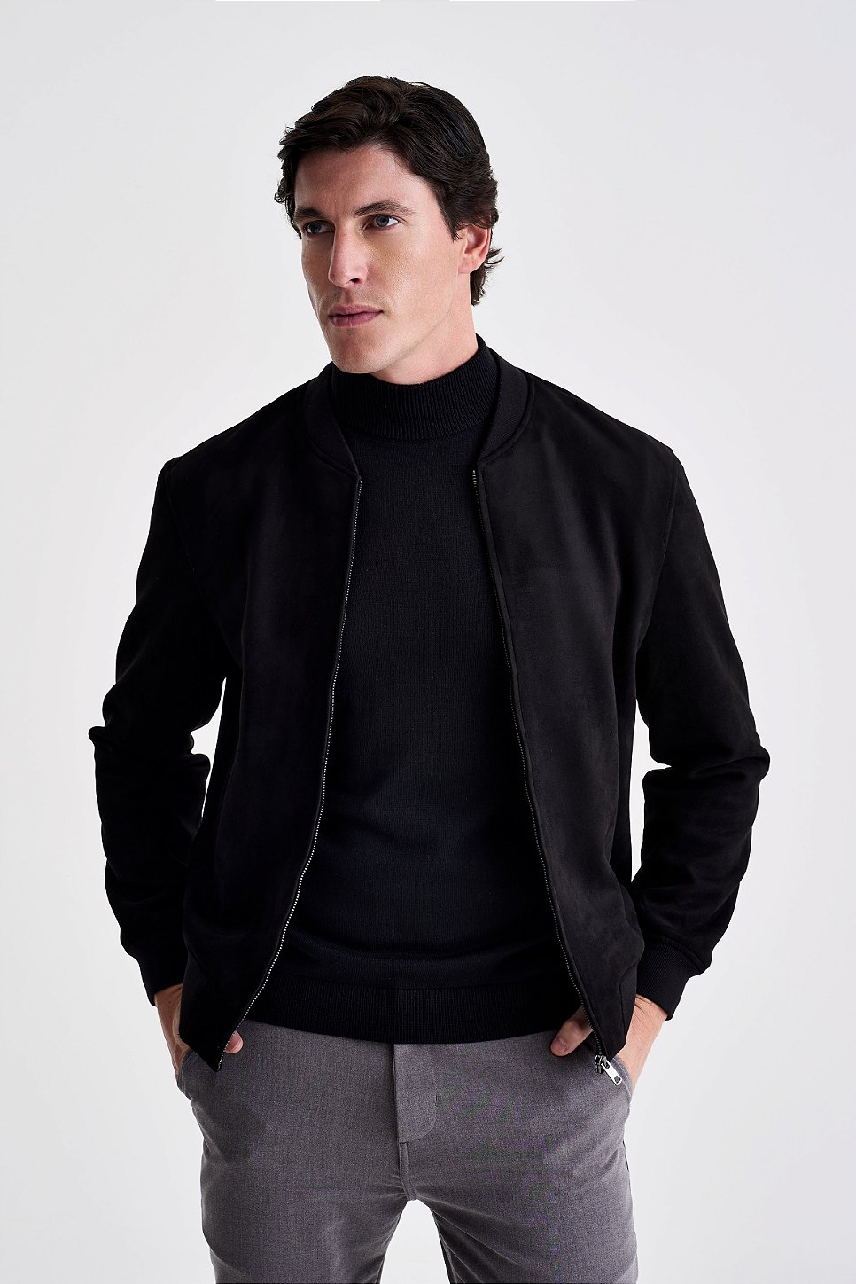 Jaqueta Bomber Suede