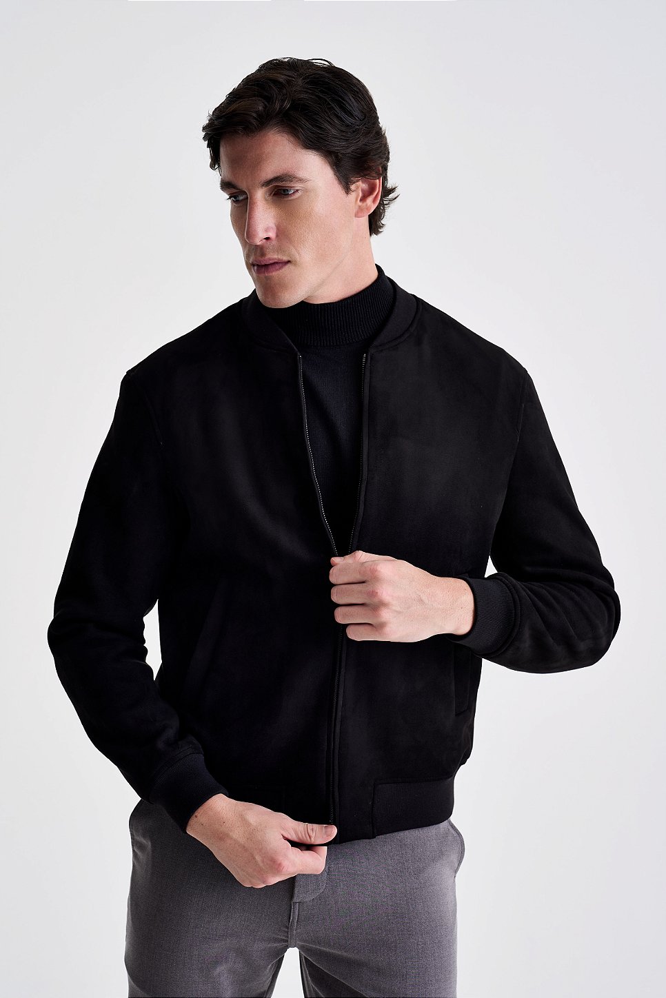 Jaqueta Bomber Suede