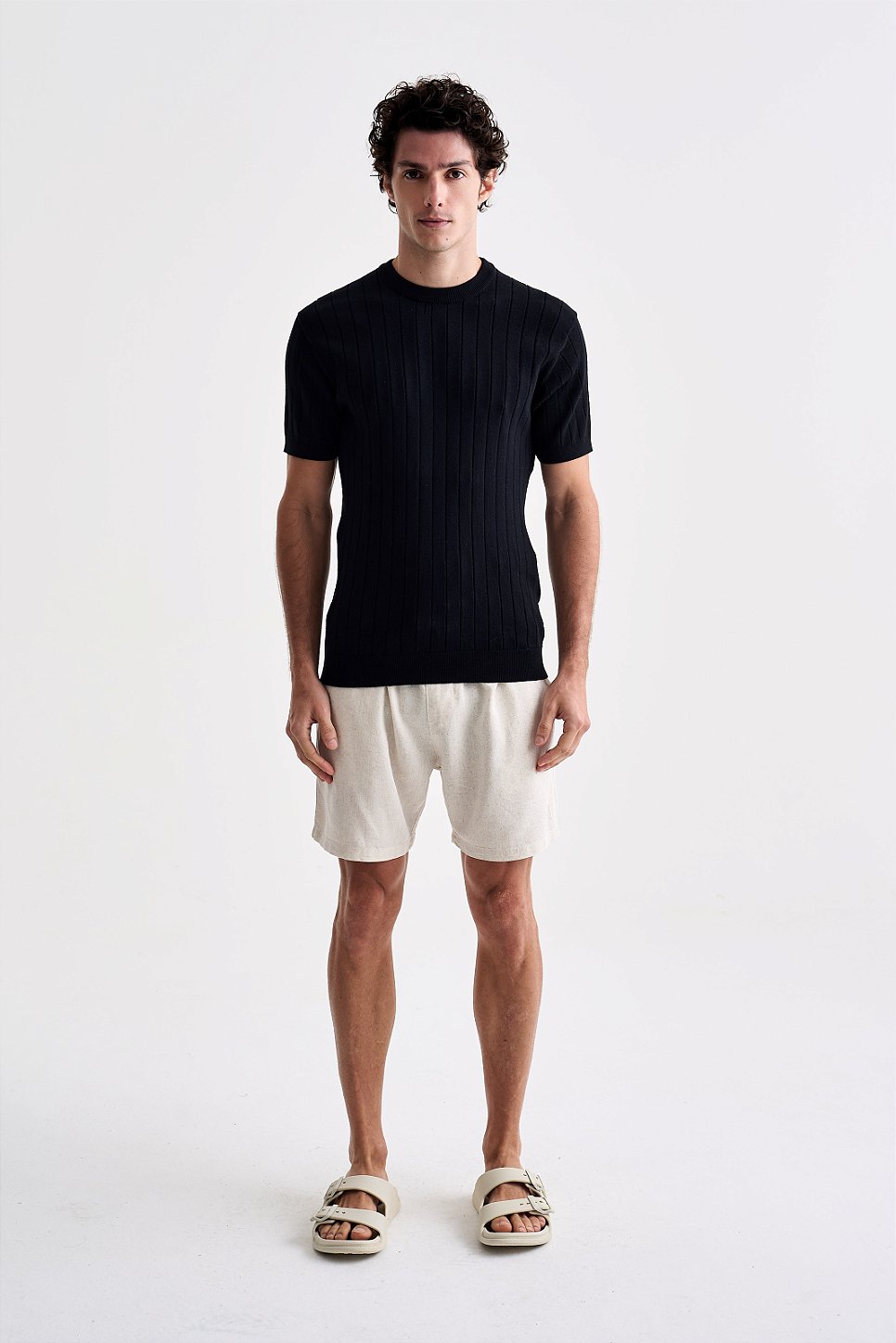 Camiseta Tricot Canelada - Preto