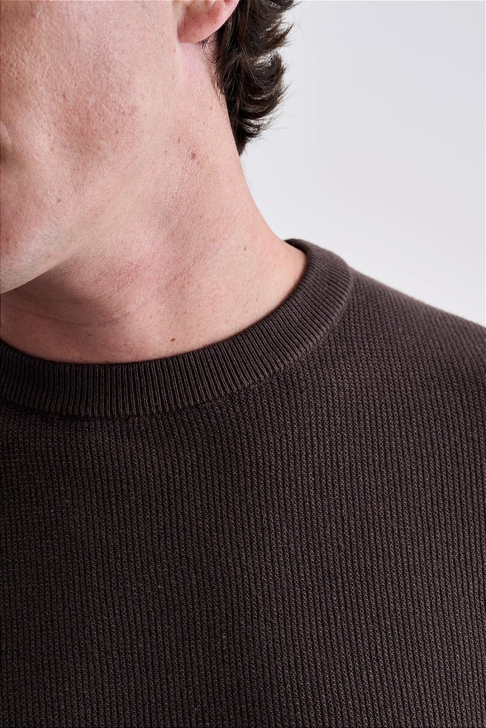 Camiseta Tricot Texturizada - Marrom
