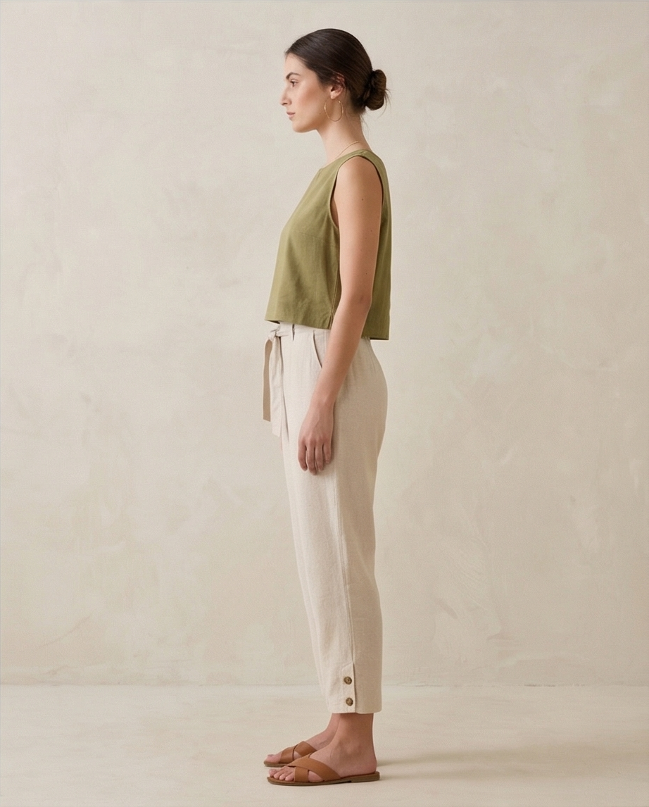 Calça de viscolinho Cropped