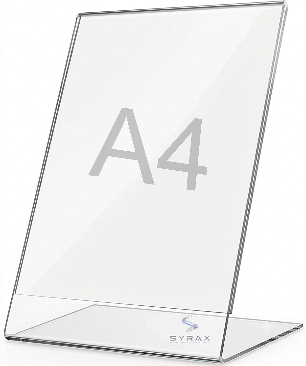 Display Acrílico A4 30x21cm de Mesa Tipo L Vertical