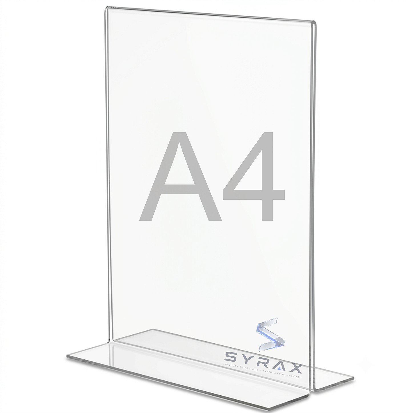 Display Acrílico A4 30x21cm de Mesa Tipo T Vertical