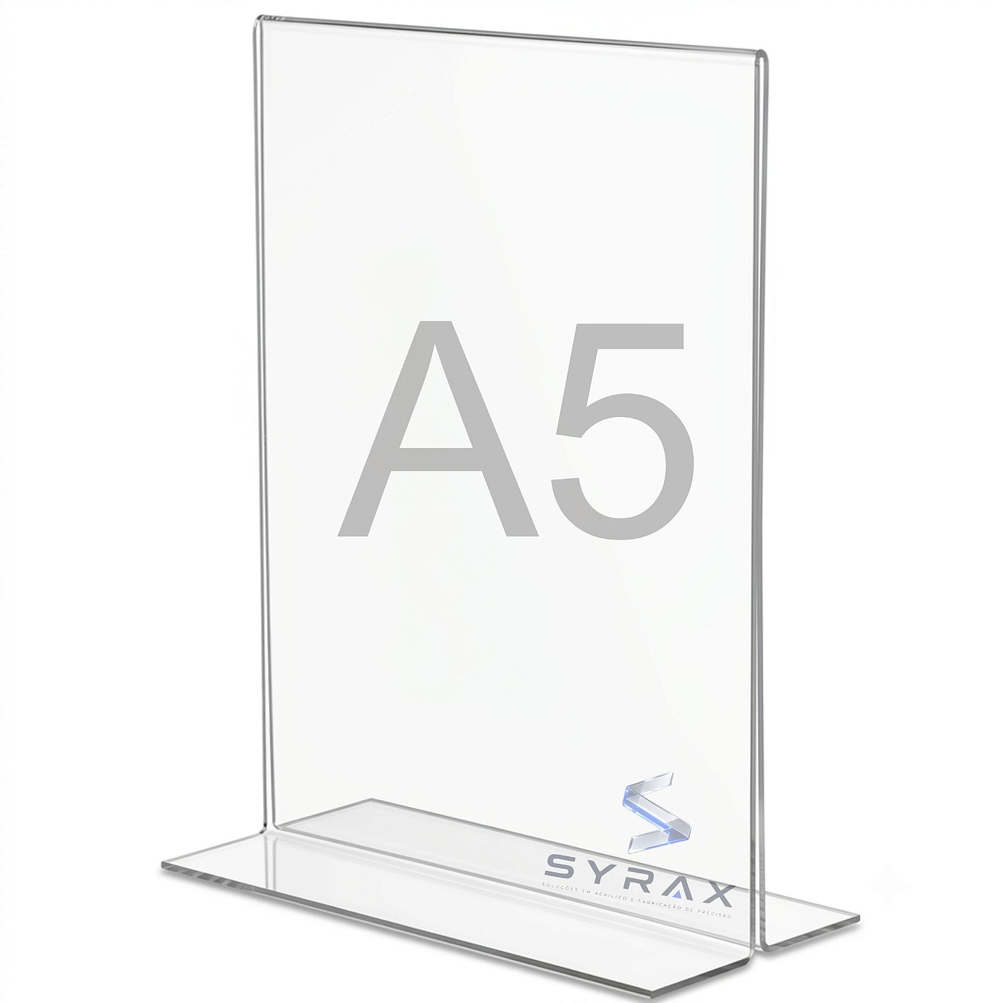 Display Acrílico A5 21x15cm de Mesa Tipo T Vertical