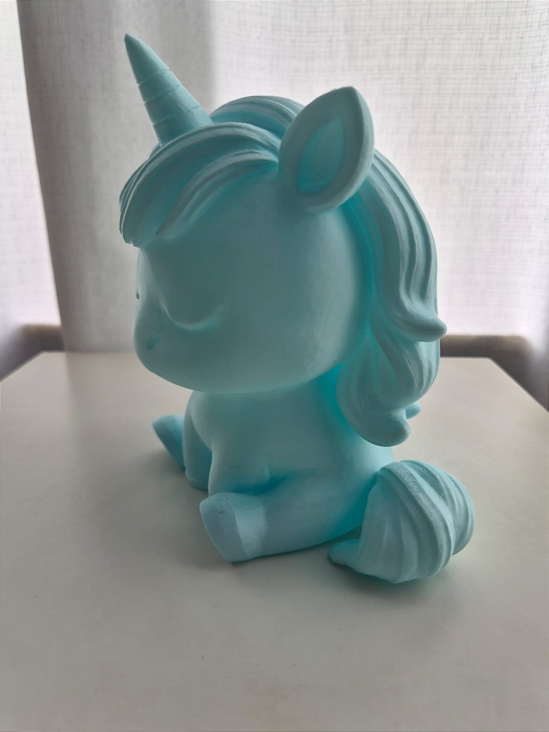 Luminária 3D Unicórnio Infantil LED Azul