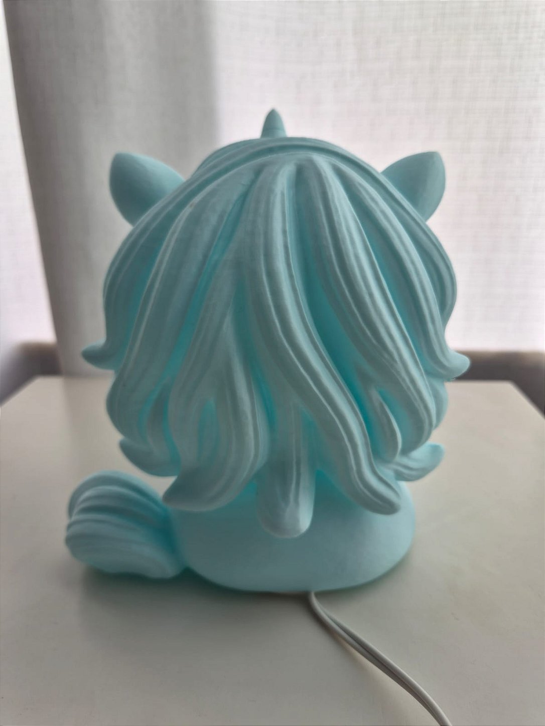 Luminária 3D Unicórnio Infantil LED Azul