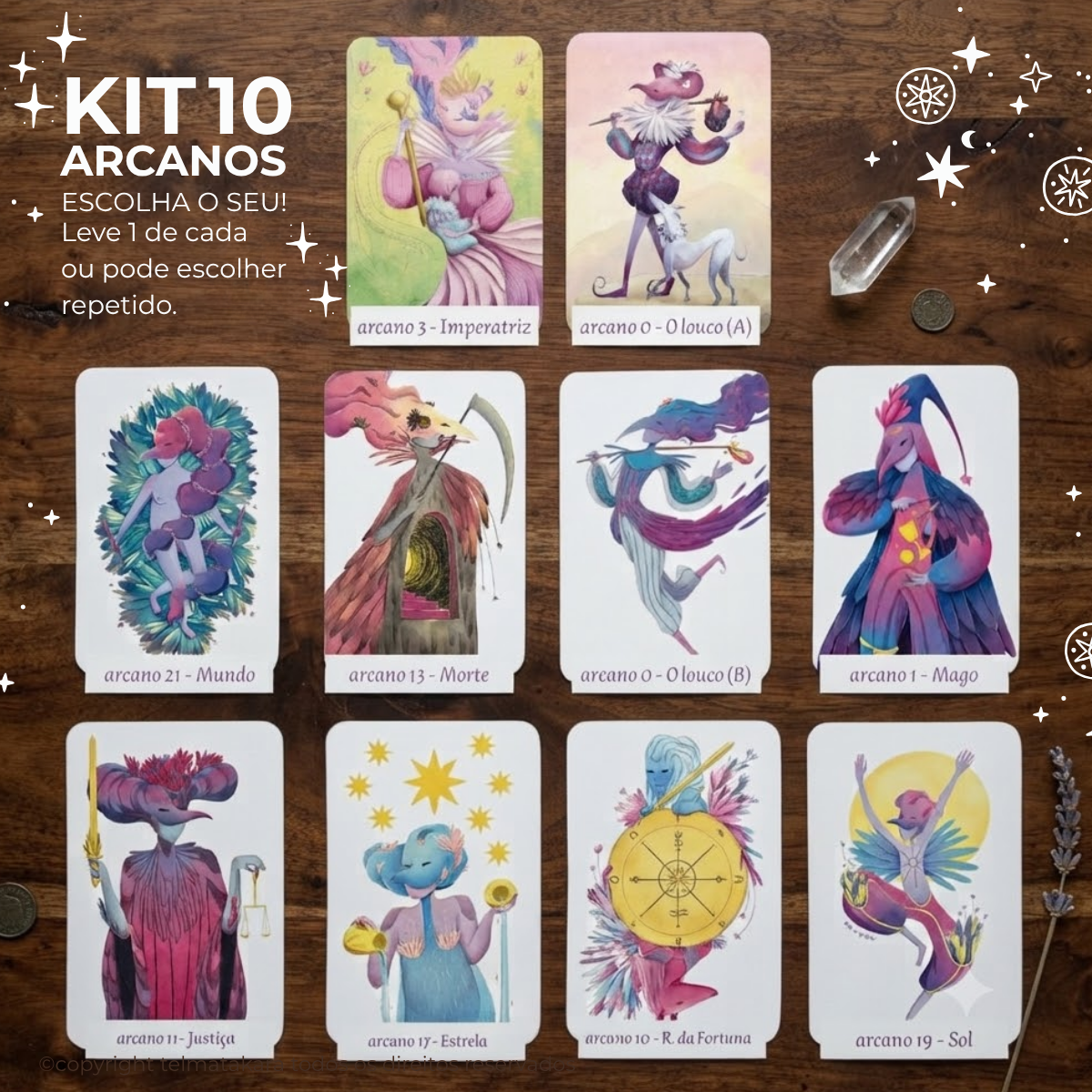 kit 10 arcanos avulsos 10x15cm