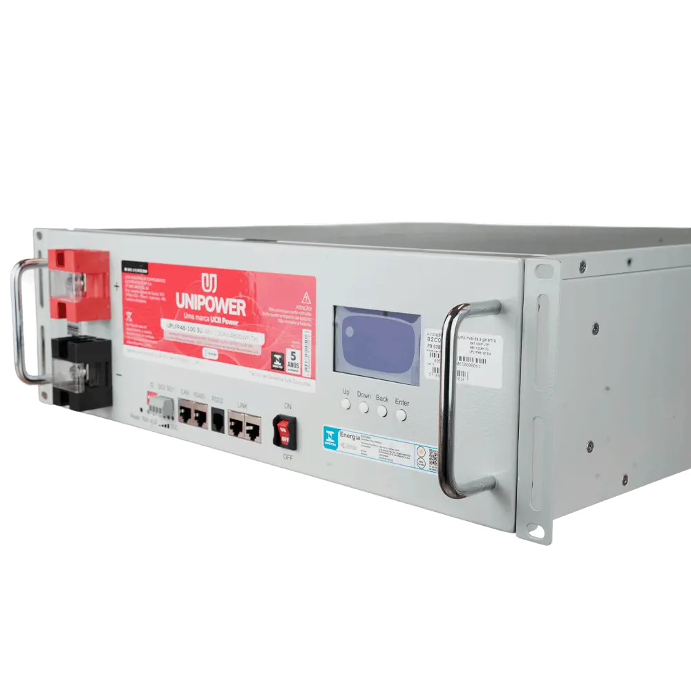 Bateria de Lítio Unipower 48V 100Ah 4,8kWh LiFePO4 para Energia Solar e Telecom