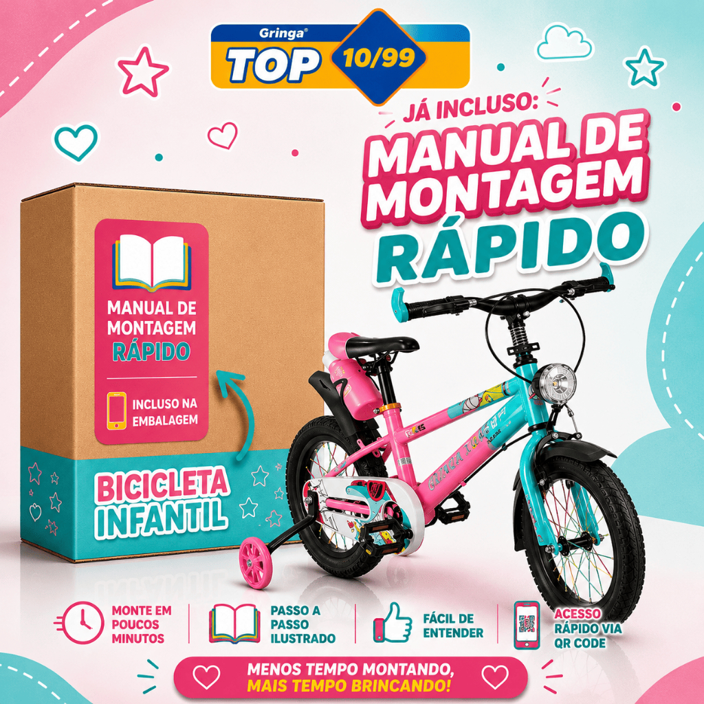 Bicicleta Infantil Aro 16 Rosa 4 a 8 Anos Estilo Shark com LED + Pneu Grosso + R