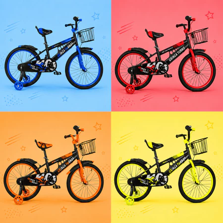 Bicicleta Infantil Menina Turbo Aro 16 LED + Rodinha LED + Freio V-Brake + Cesti