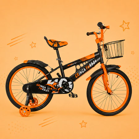 Bicicleta Infantil Menina Turbo Aro 16 LED + Rodinha LED + Freio V-Brake + Cesti
