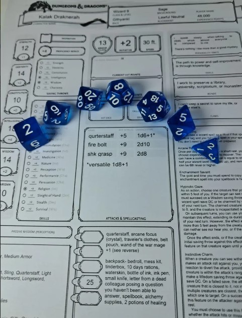 Conjunto de Dados RPG Dungeons & Dragons Azuis
