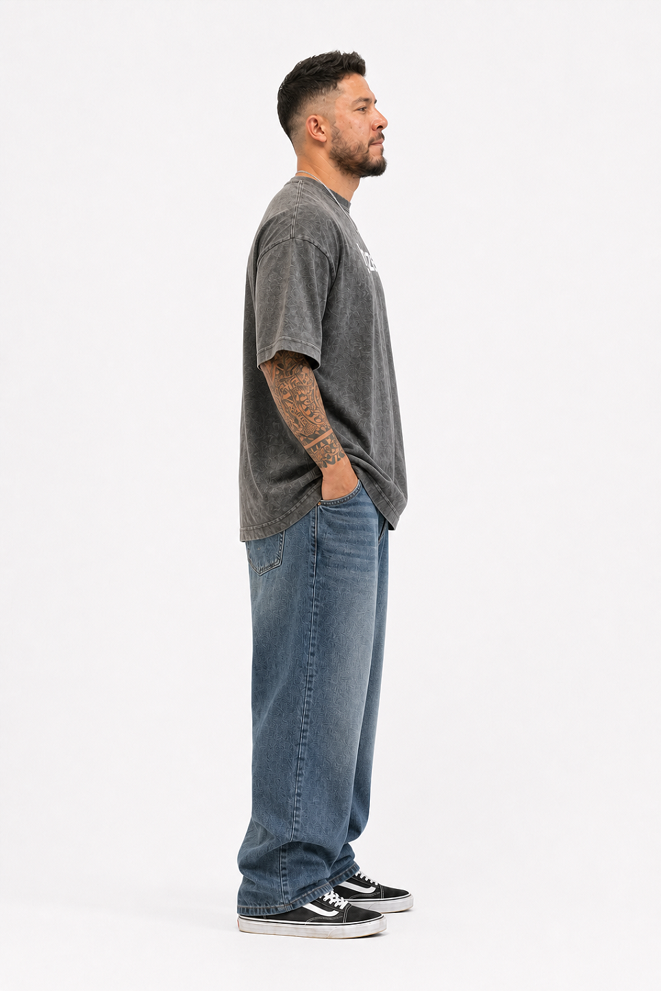 Camiseta Oversized Masculina Cinza Estonada Haze