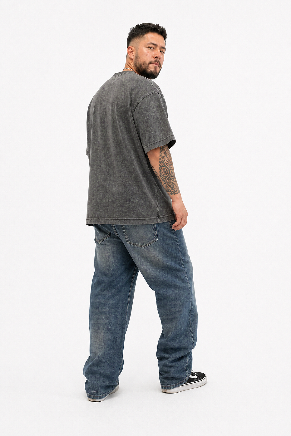 Camiseta Oversized Masculina Cinza Estonada Haze