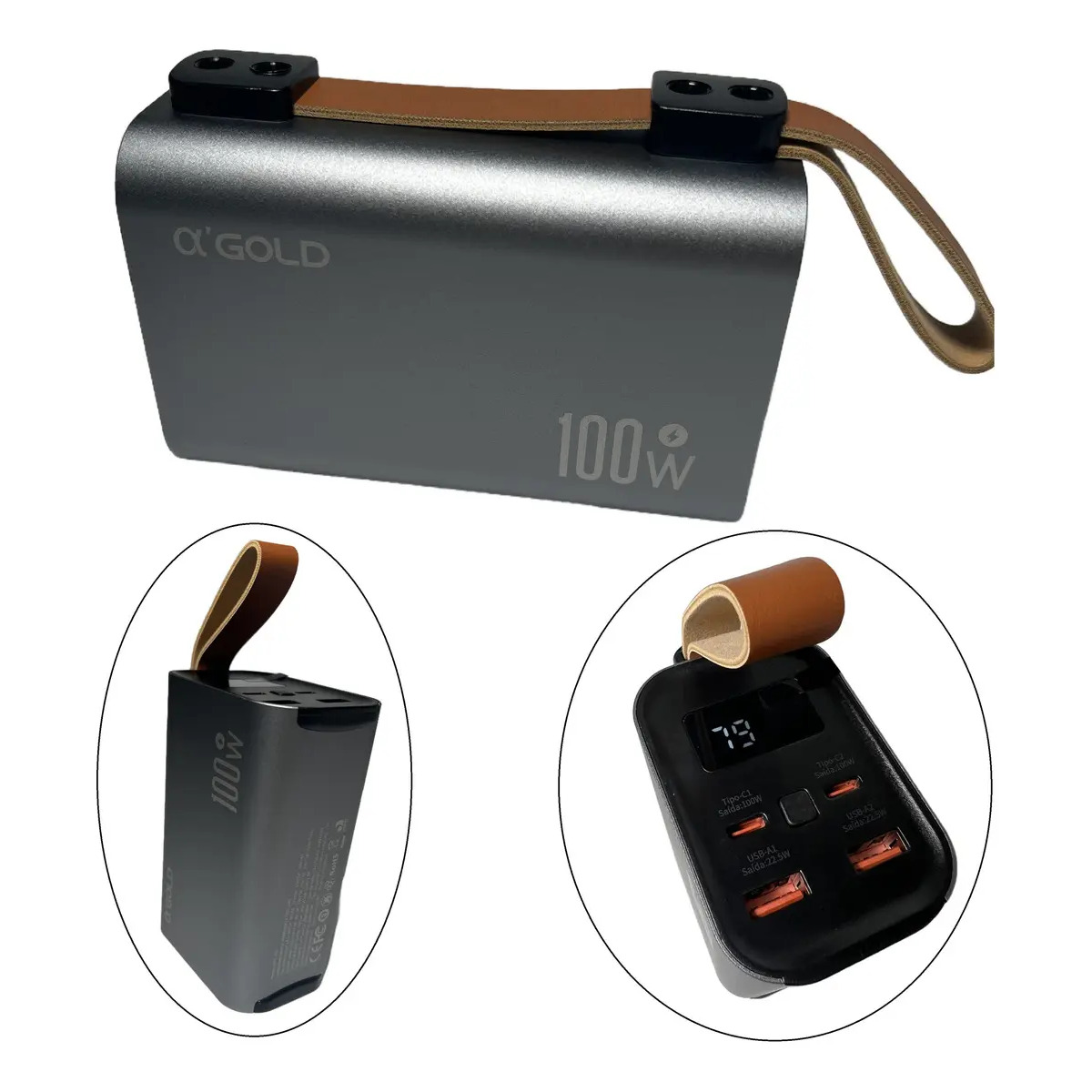 Carregador Portátil A’gold Pro BTE-102 Power Bank 30.000mAh Turbo