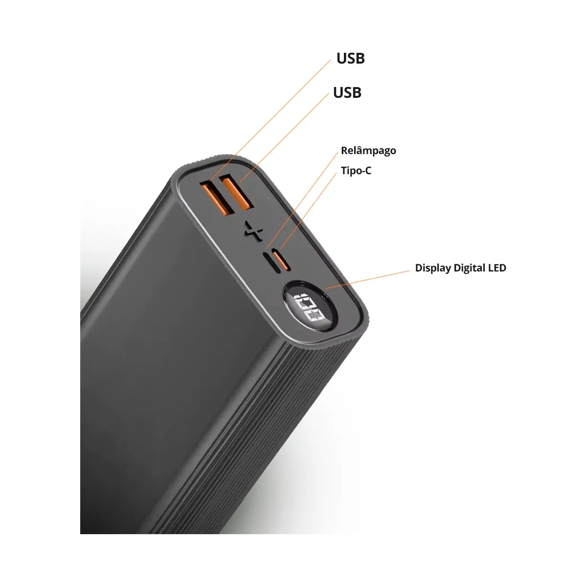 Carregador Portátil Power Bank Peining WUP-985 30000mAh USB-C Rápido PD 65W