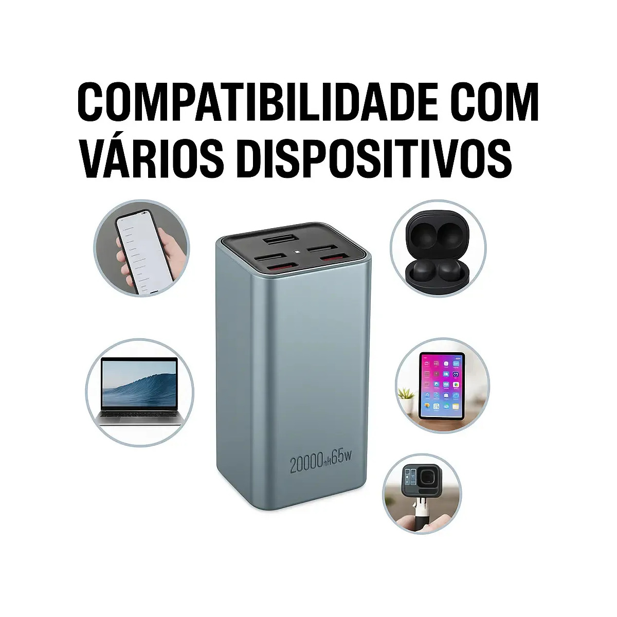 Power Bank A'Gold BTE92 20000mAh 65W Turbo USB-C Azul Quick Charge PD
