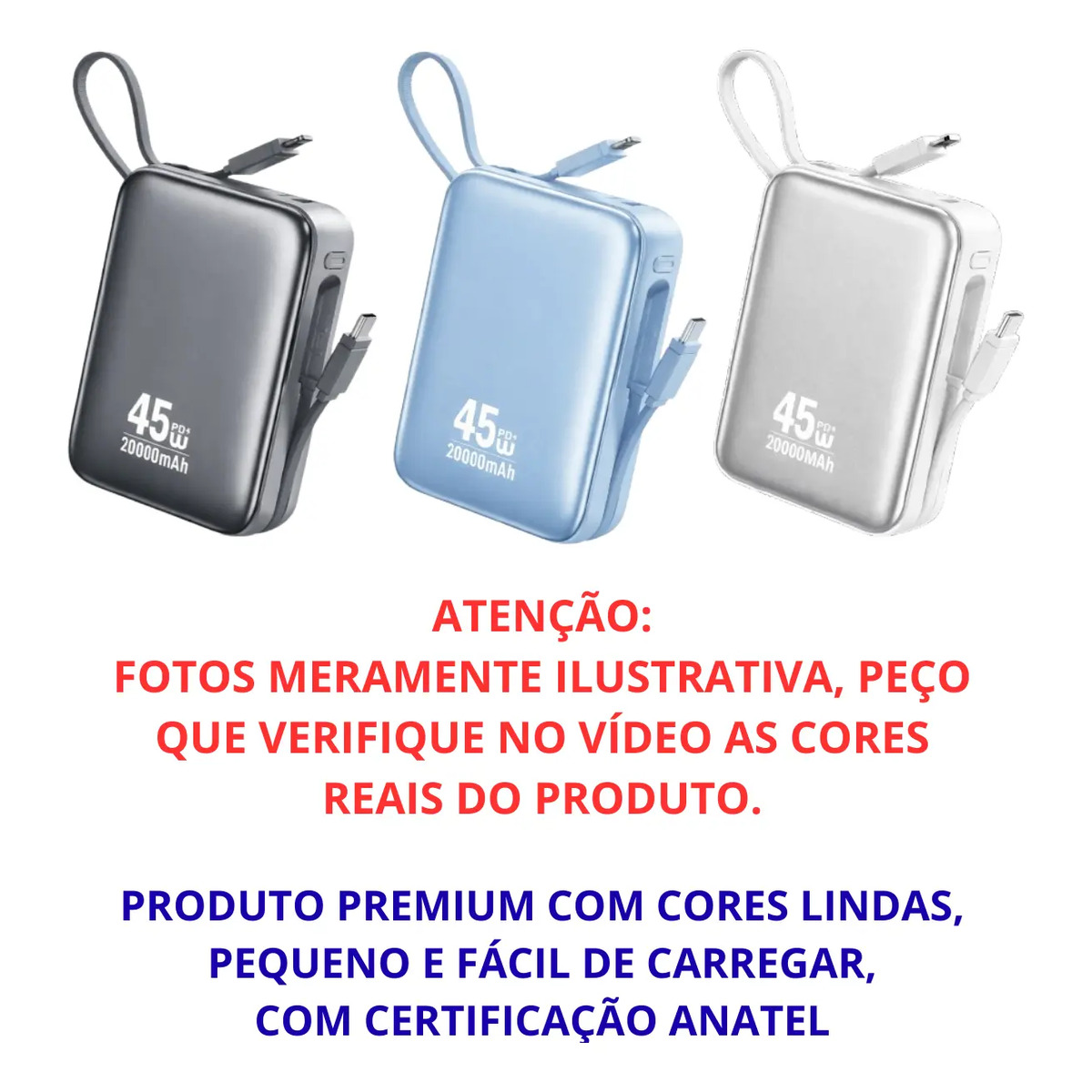Power Bank A’Gold Pro BTE-106 20.000mAh Rápido Portátil 45W Display Carregador