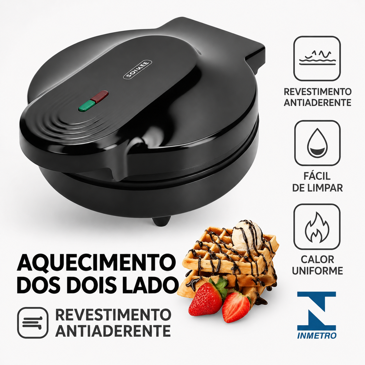 Máquina de Waffles MAZ-112A Tomate 1000W 127V