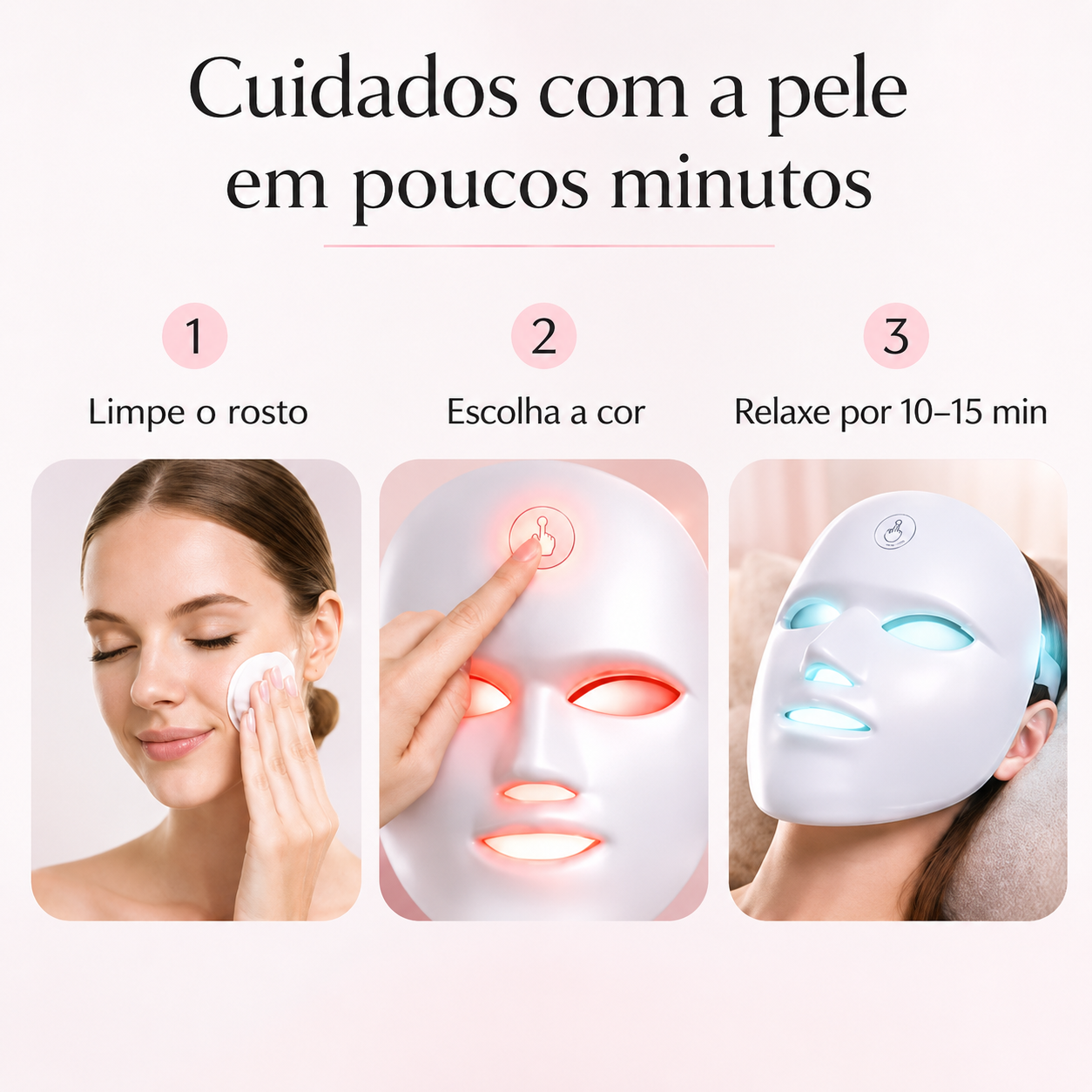 Máscara Facial LED KAPBOM KA-1790 (Tratamento de Pele em Casa)