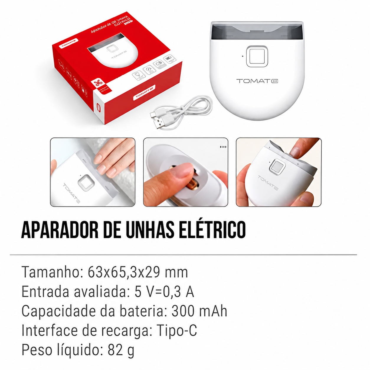 Aparador de Unhas Elétrico TOMATE MA-005