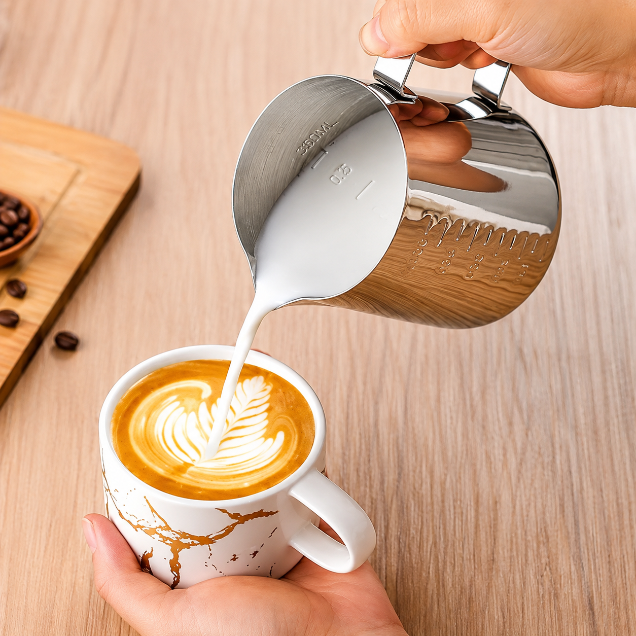 Jarra Leiteira Top Chef Barista Pitcher Inox de 350ML para Latte Art