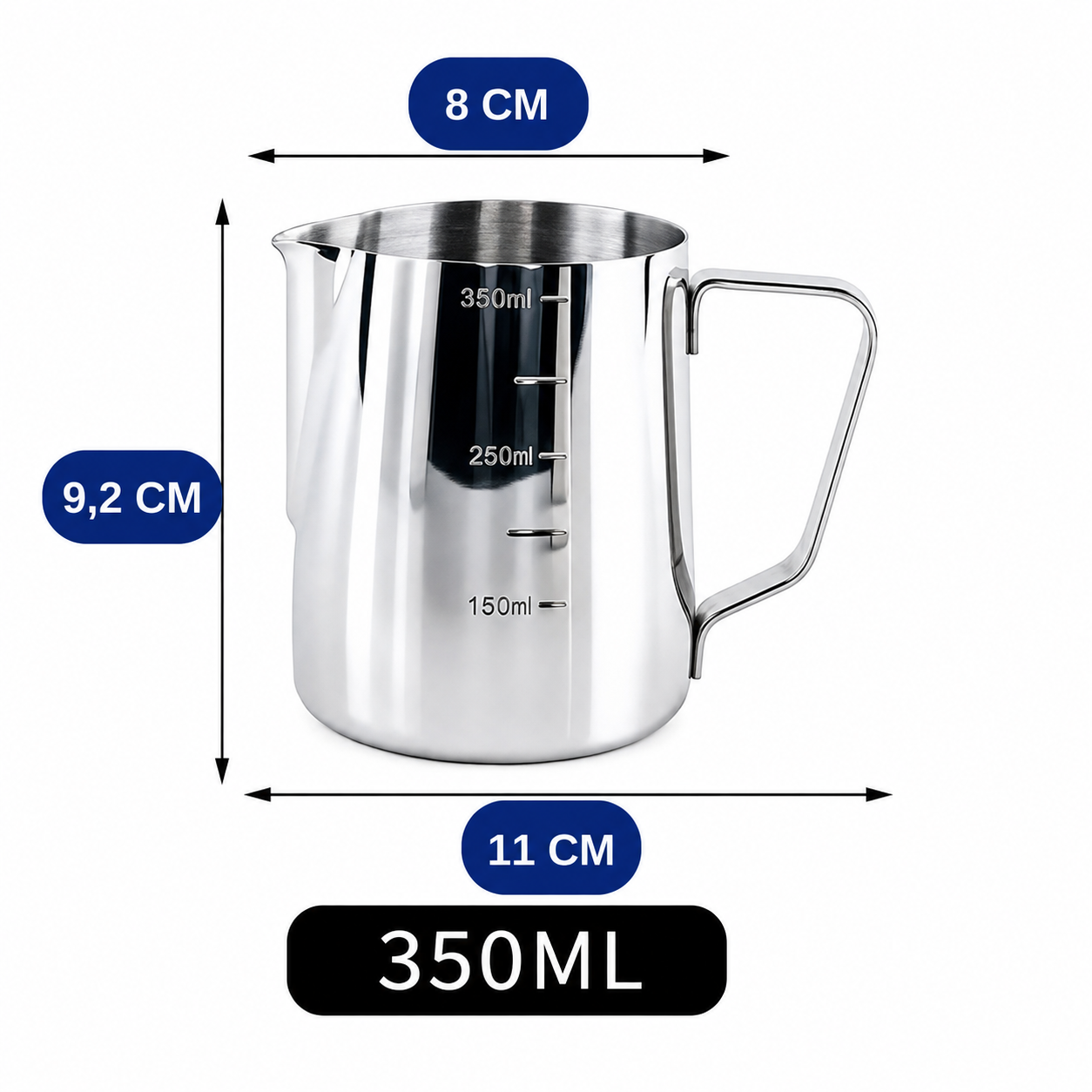 Jarra Leiteira Top Chef Barista Pitcher Inox de 350ML para Latte Art
