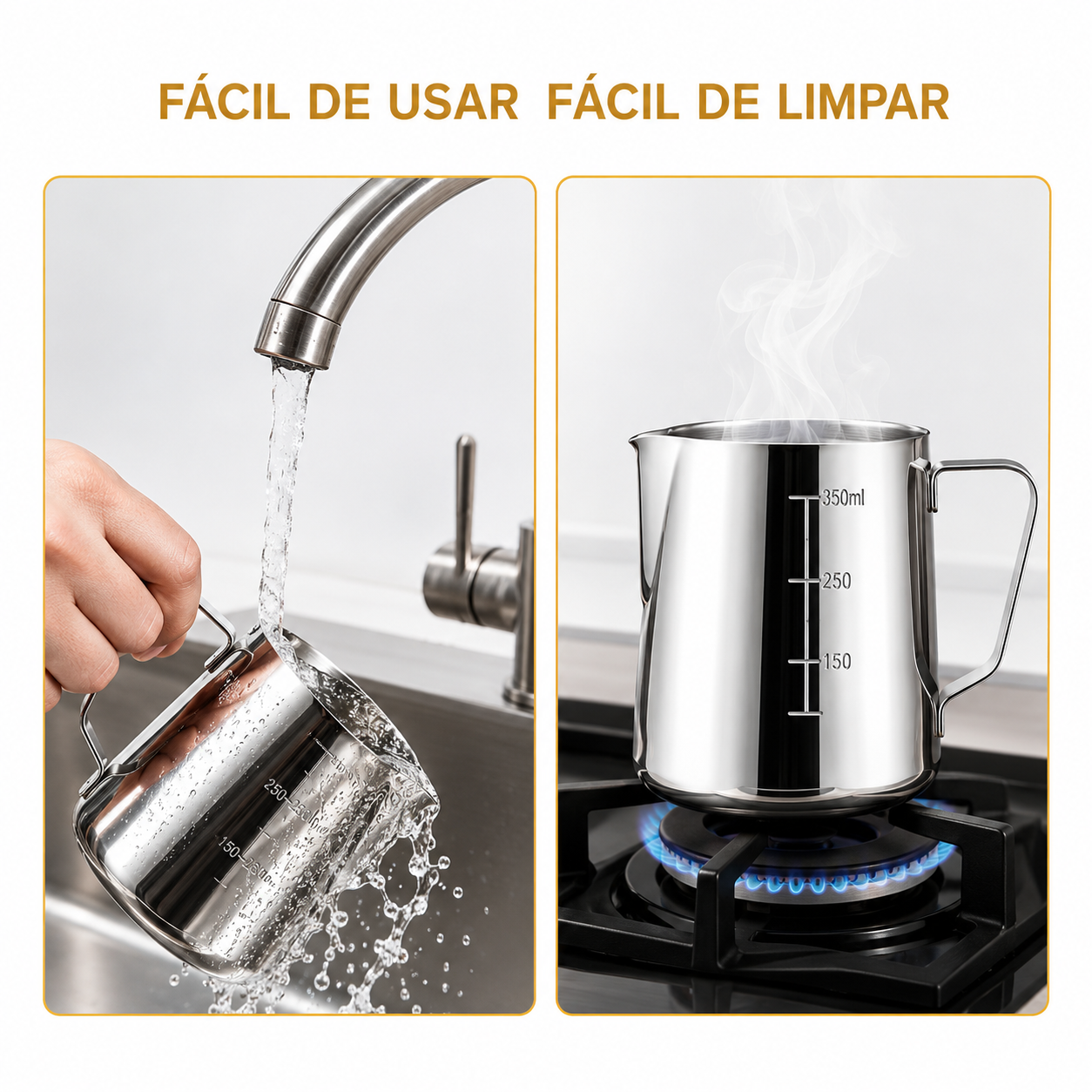 Jarra Leiteira Top Chef Barista Pitcher Inox de 350ML para Latte Art