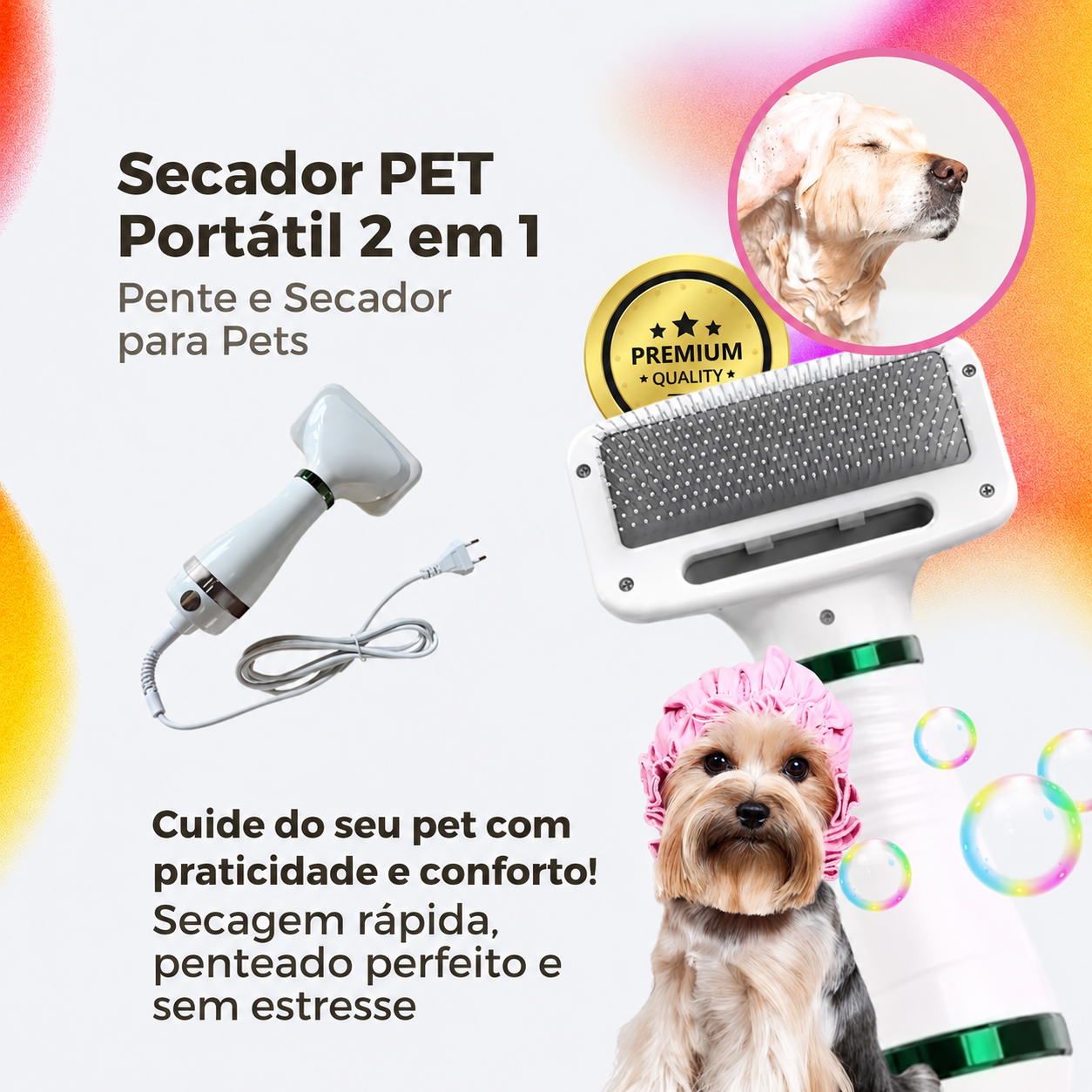 Secador De Cachorro 110V Pente Soprador Banho Pet Gato 2 Em1 ANJGG