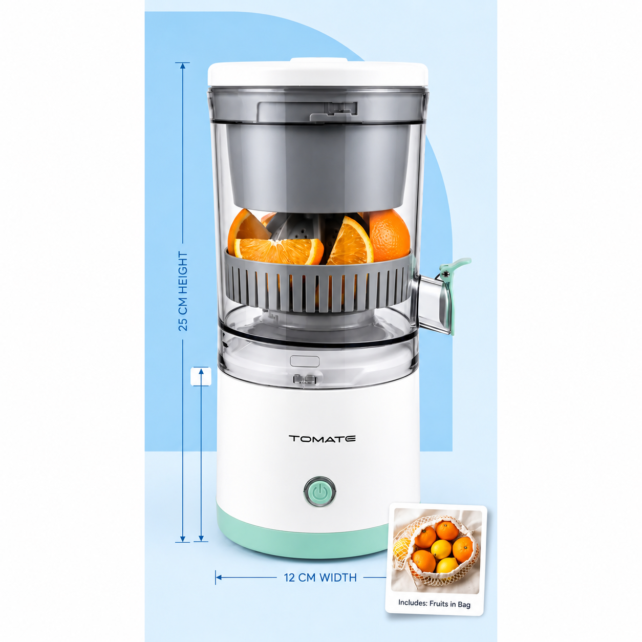Espremedor Elétrico Portátil Tomate MAZ-103 45W Recarregável USB-C 500ML