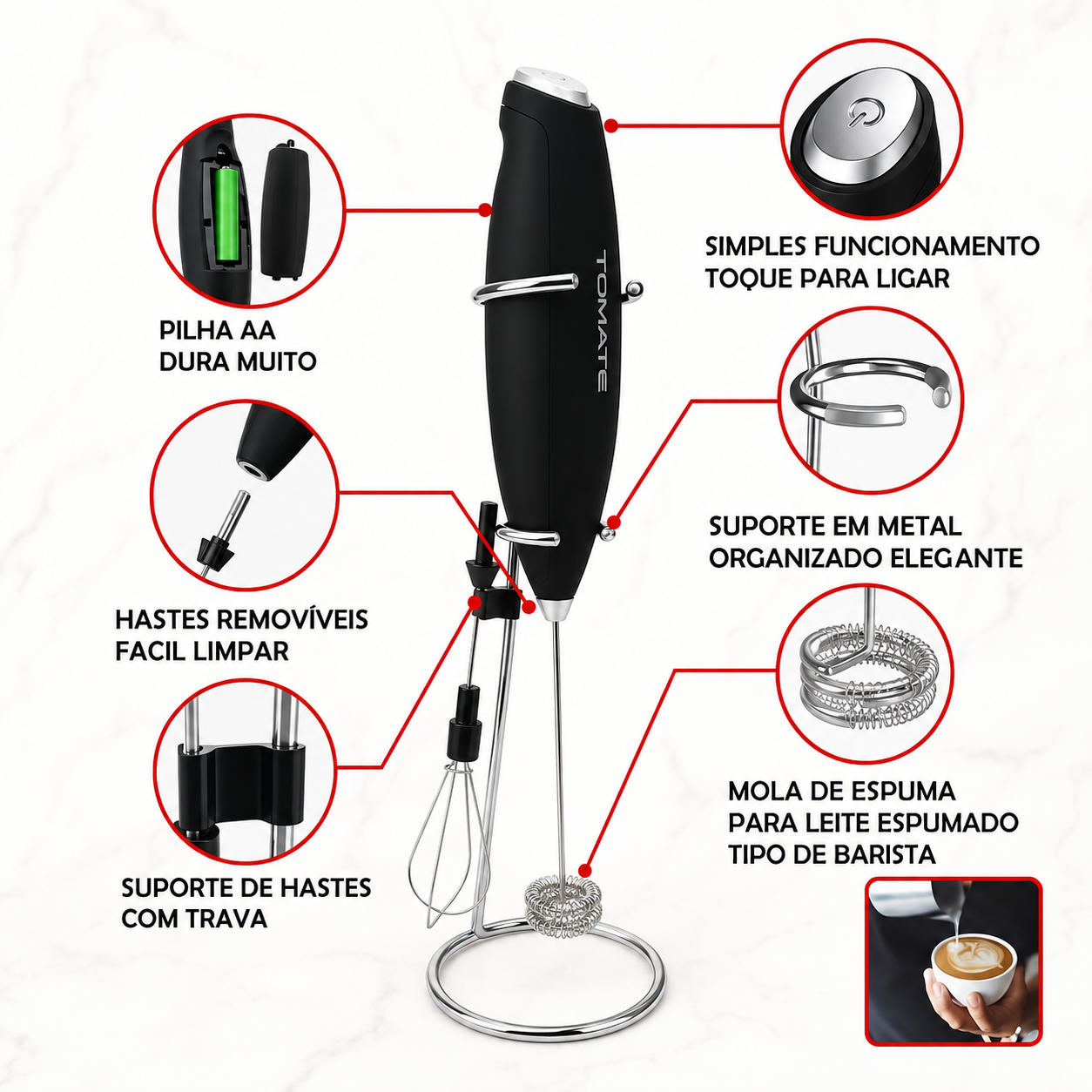 Mixer Portátil Tomate Batedor Misturador SRQ-008 TOMATE
