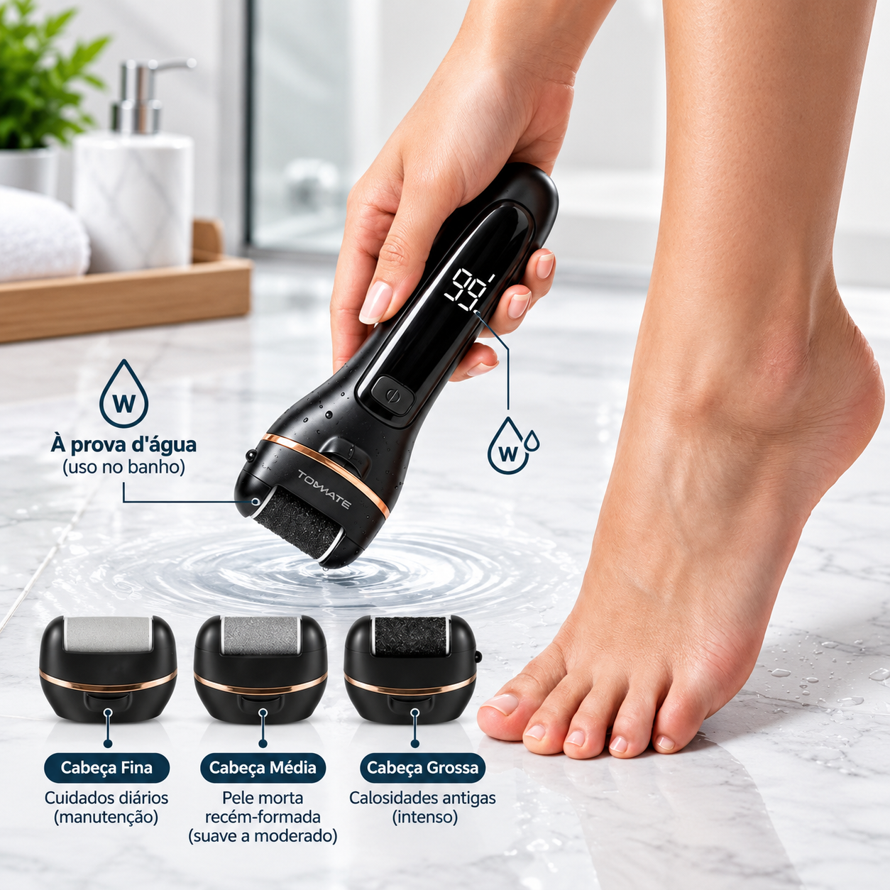 Lixa Elétrica Para Pés Recarregável Usb Removedor De Calos MAG-043 TOMATE