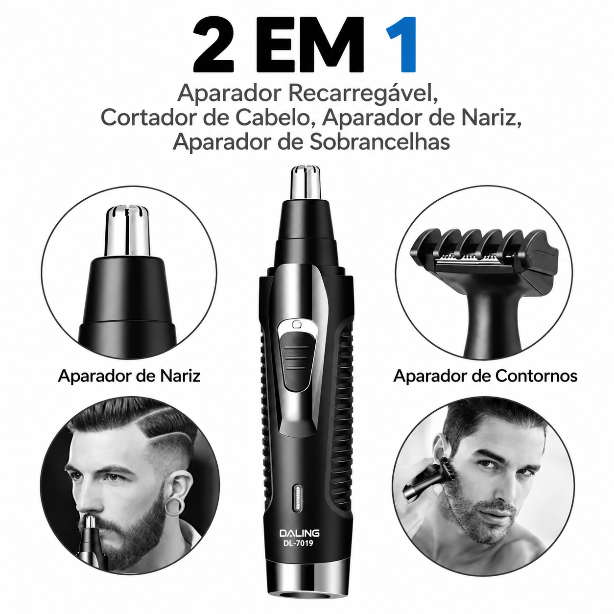 Aparador Elétrico Daling De Pelos Orelha Nariz 2 Em 1 DL-7019