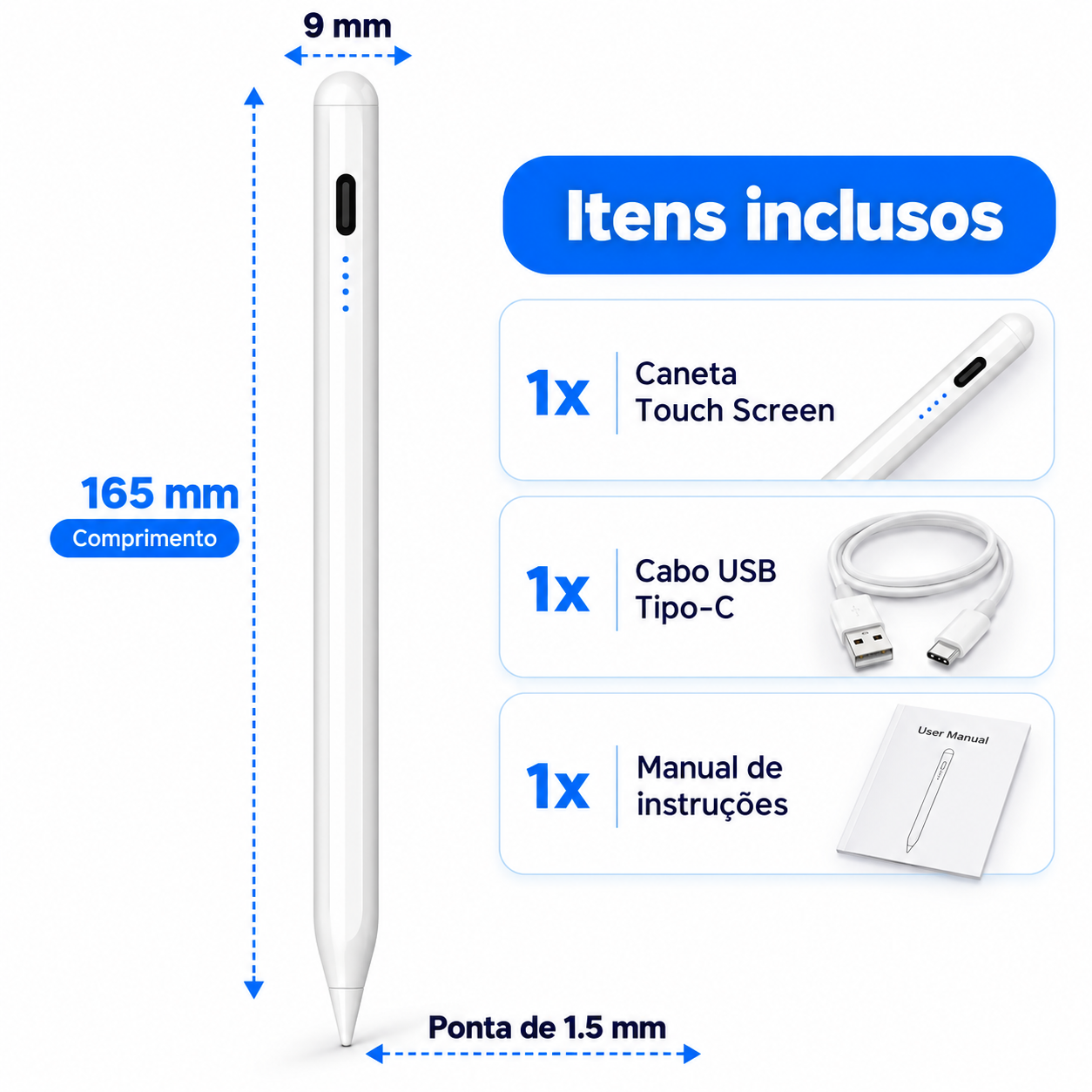 Caneta Touchscreen Stylus Universal Para CELULAR e TABLET ELETROMEX EL-1841