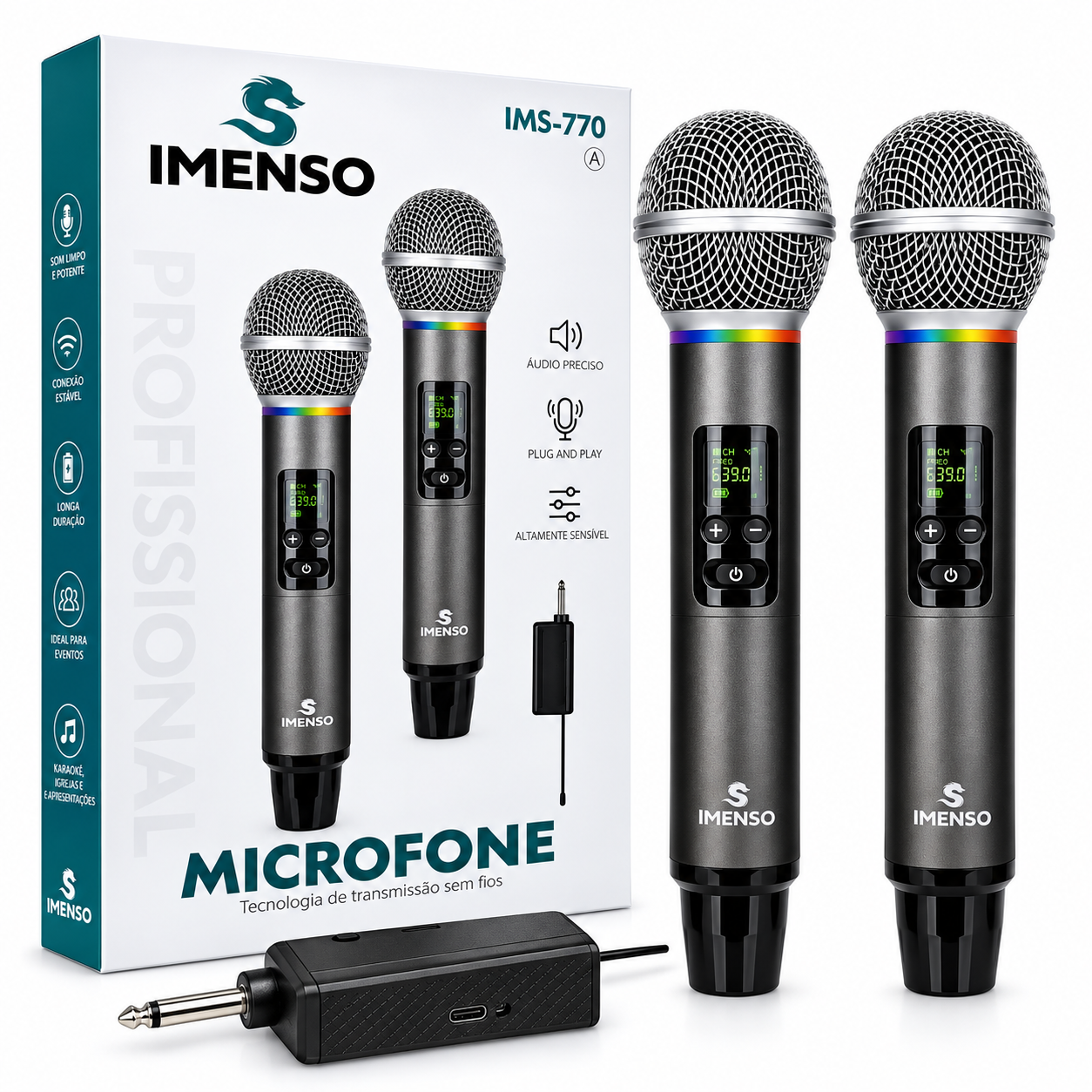 Microfone Imenso Sem Fio IMS-770 Plug And Play