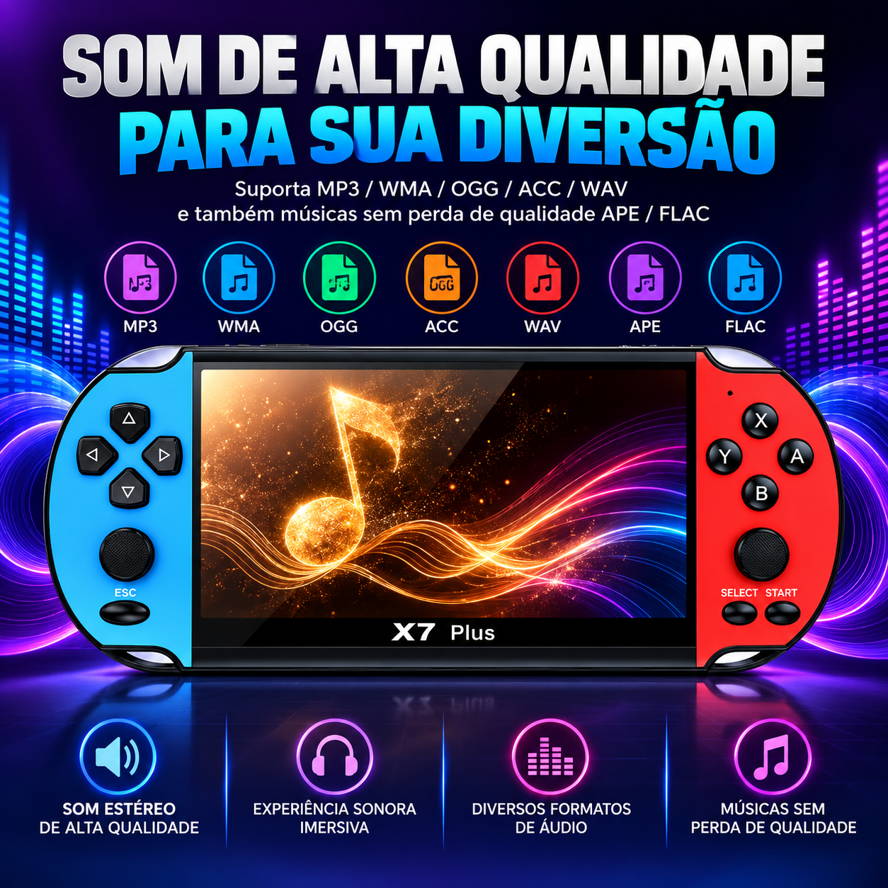Video Game Console Portátil X7 Plus Tela De 5.1 Polegadas Com Jogos Clássicos Retrô