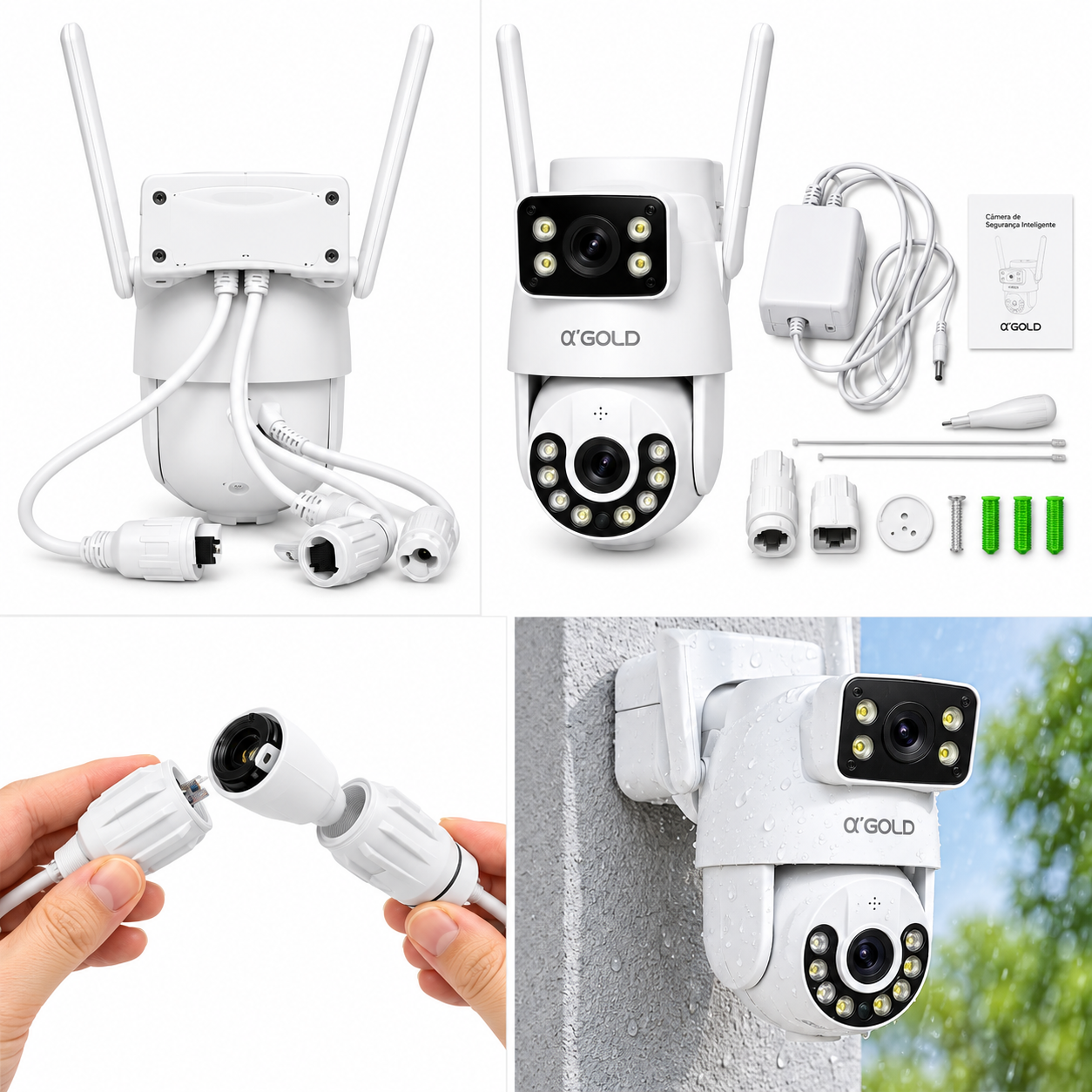 Câmera de Segurança Binóculo Inteligente A'Gold CAM-10 Full HD Wi-Fi para Casa