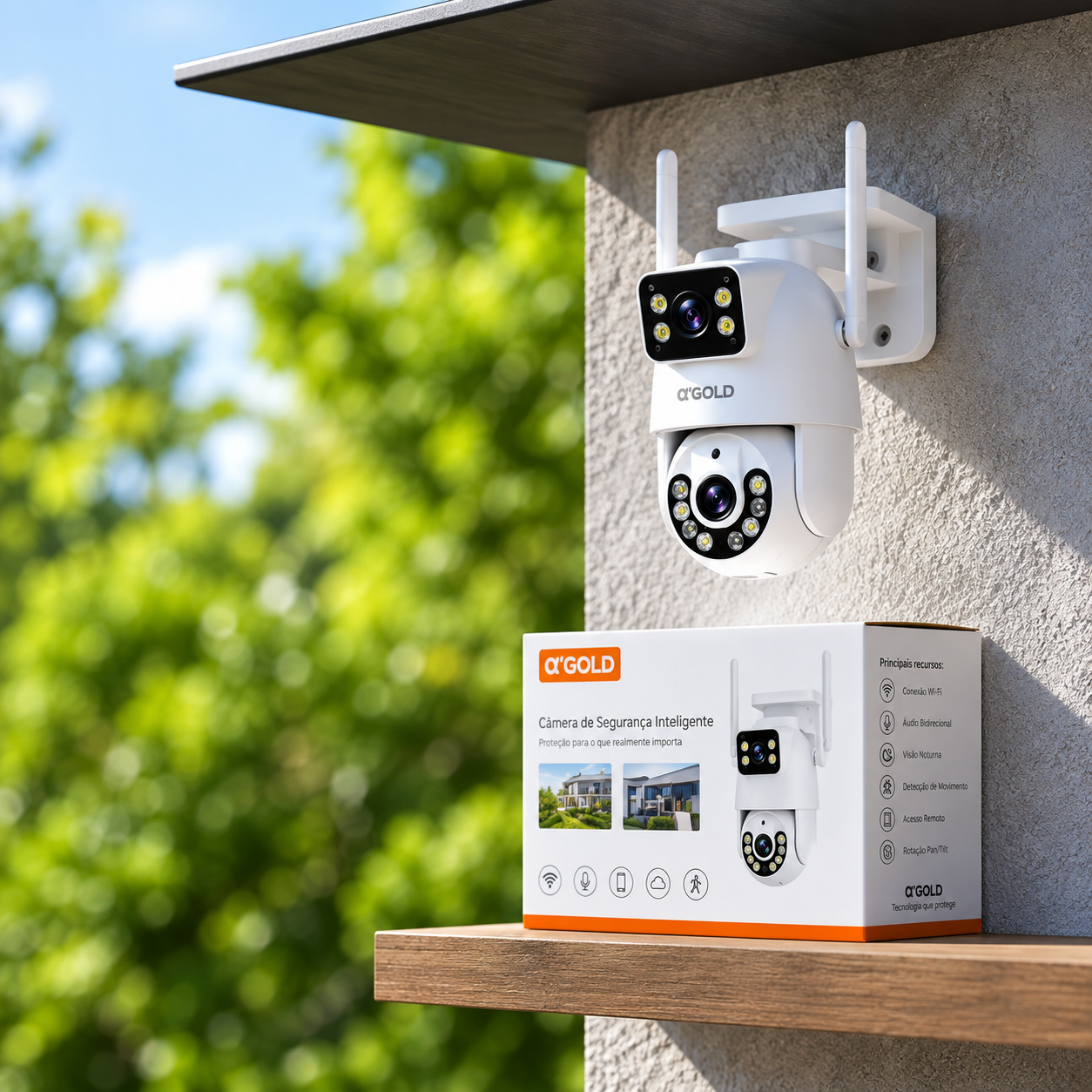 Câmera de Segurança Binóculo Inteligente A'Gold CAM-10 Full HD Wi-Fi para Casa