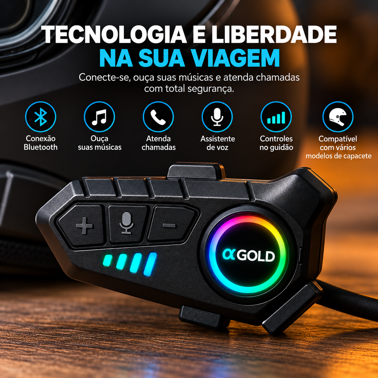 Fone Bluetooth Capacete MCF-36 Prova D'Água IPX6 Com Microfone