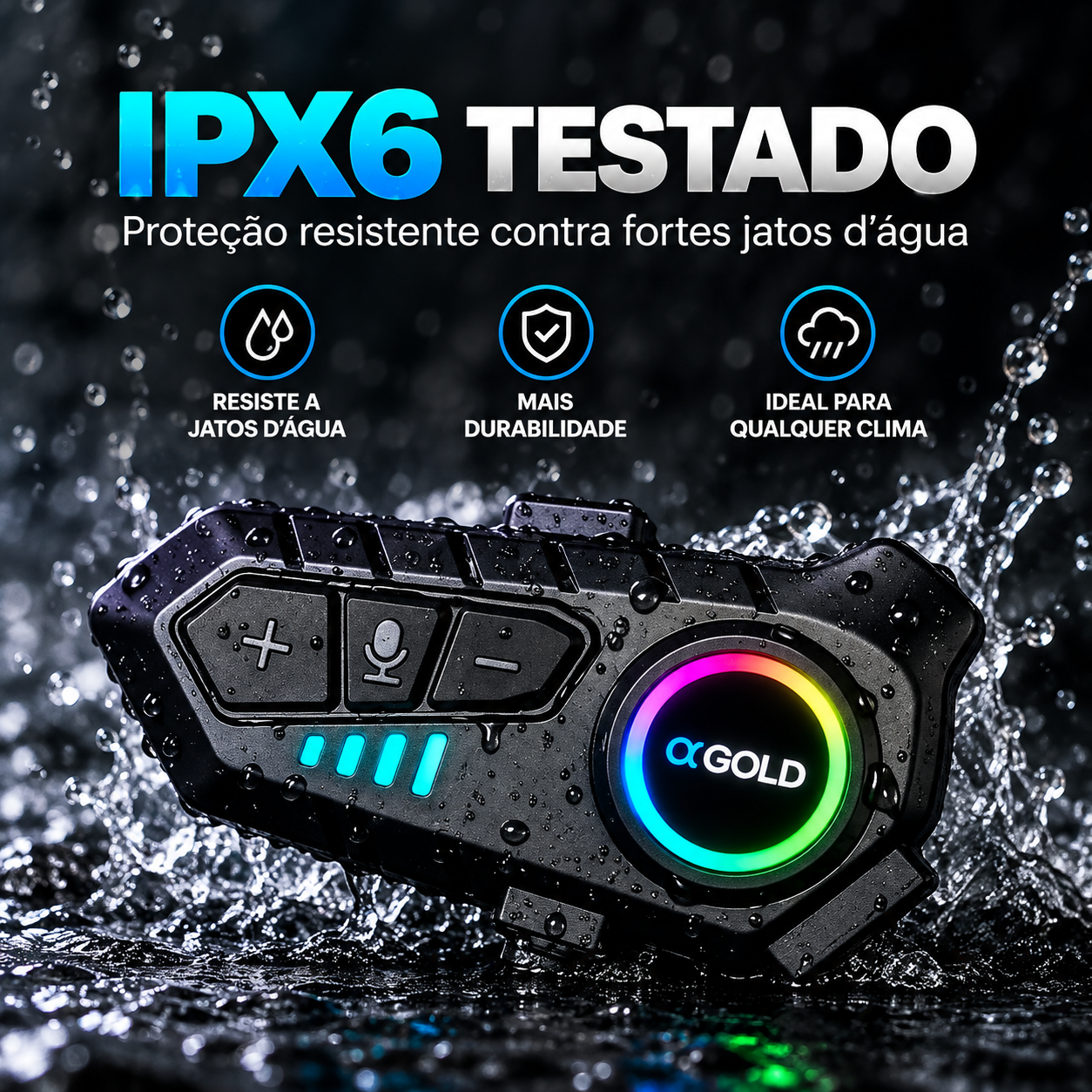 Fone Bluetooth Capacete MCF-36 Prova D'Água IPX6 Com Microfone