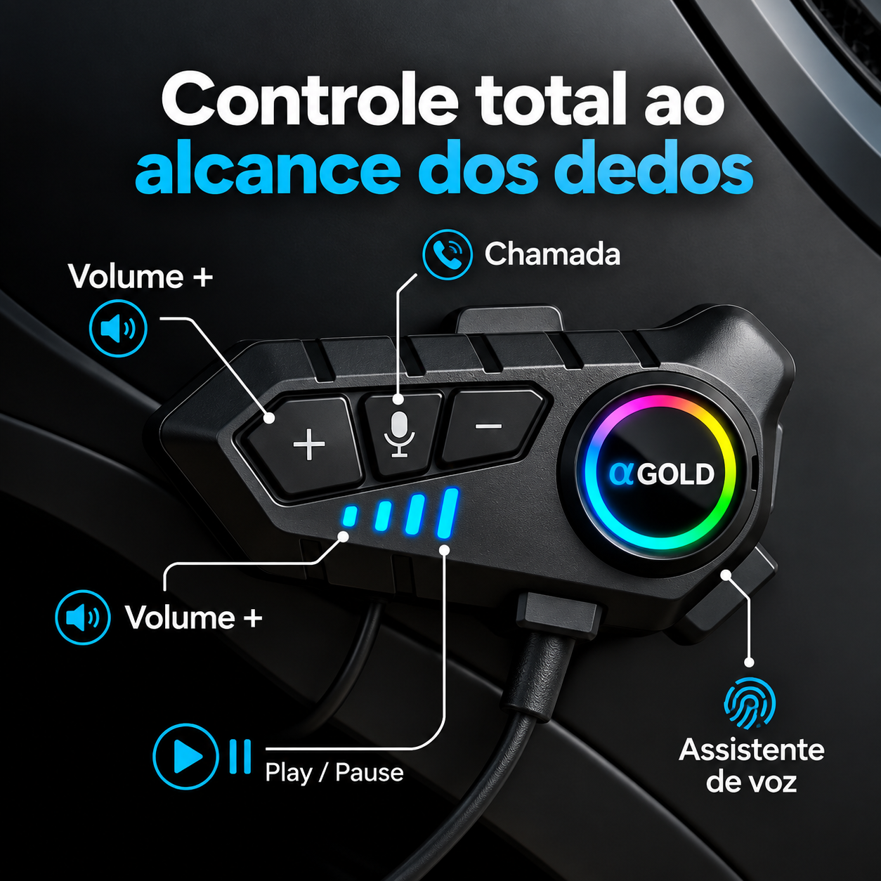 Fone Bluetooth Capacete MCF-36 Prova D'Água IPX6 Com Microfone