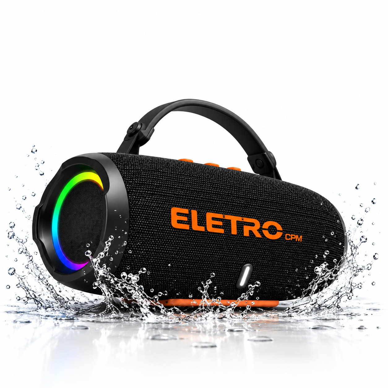 Caixa de Som Bluetooth EL-1145 com 50W, Iluminação RGB e Resistência à Água ELETROMEX