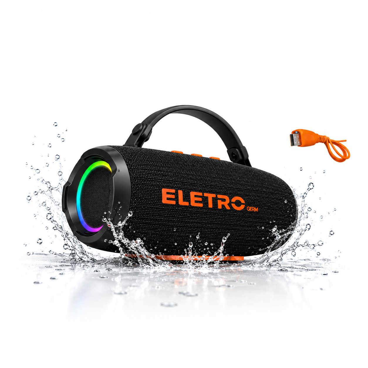 Caixa de Som Bluetooth EL-1145 com 50W, Iluminação RGB e Resistência à Água ELETROMEX