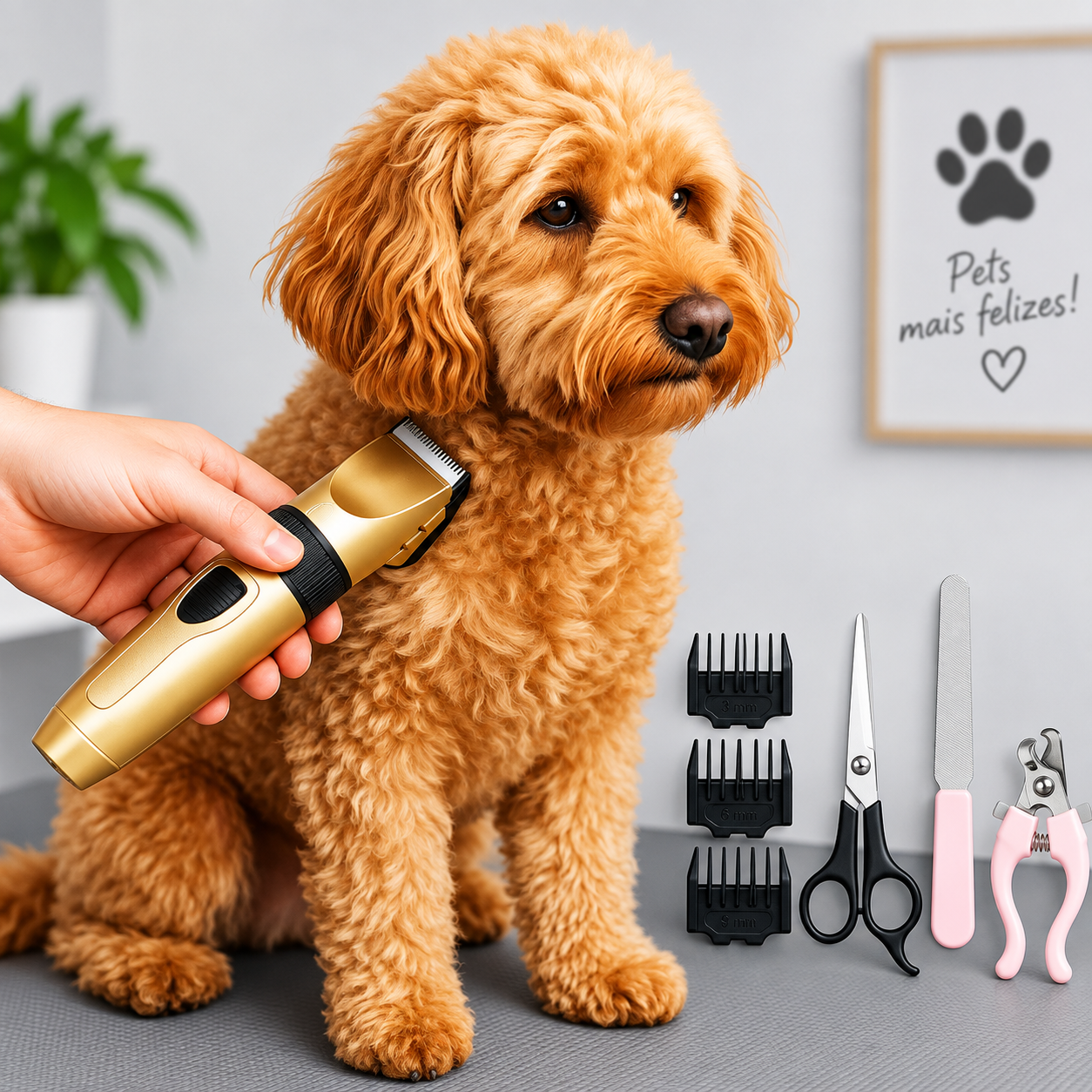 Kit Aparador Pet 12 Peças Máquina De Tosa Cães E Gatos LMF-1100 LUATEX
