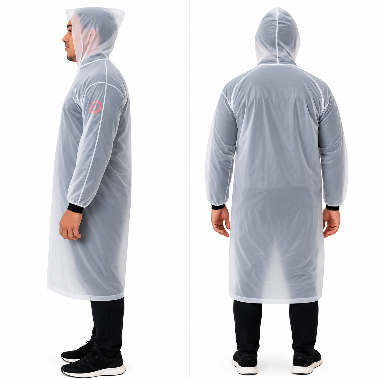 Capa De Chuva Capuz Reforçada PVC Transparente Resistente KAPBOM KA-Y37