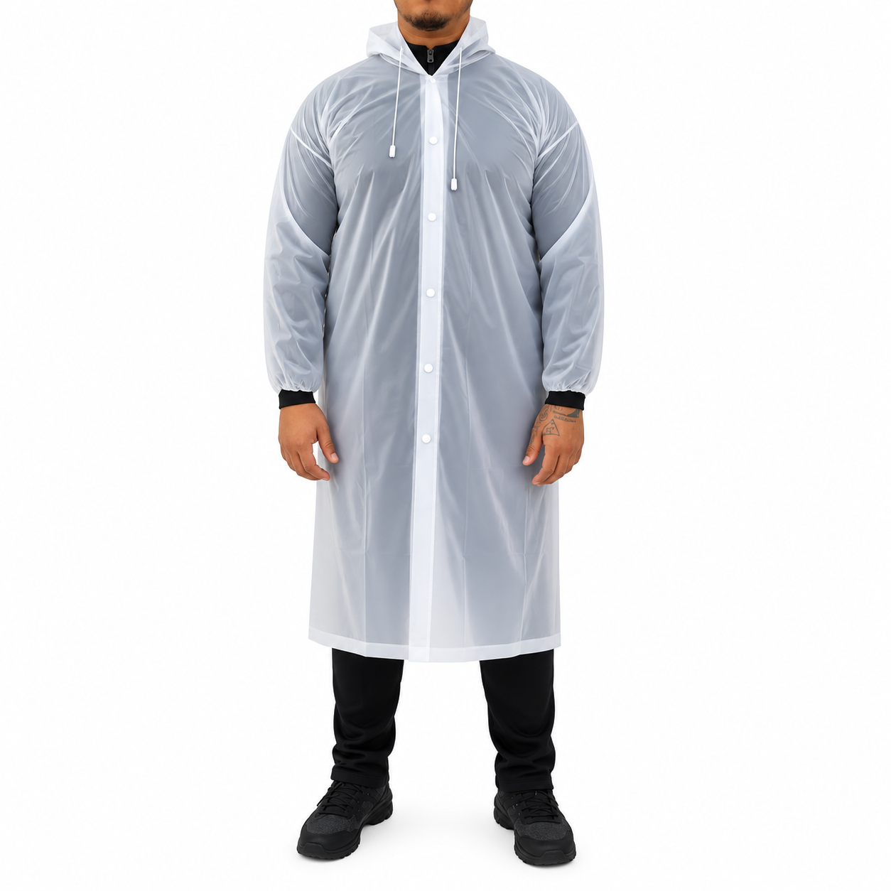 Capa De Chuva Capuz Reforçada PVC Transparente Resistente KAPBOM KA-Y37